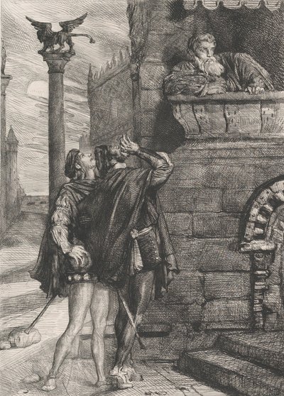 Herää! mitä huh! Brabantio! varkaat! varkaat!: levy 1 Othello Act 1:stä, kohtaus 1, 1844. tekijältä Théodore Chassériau