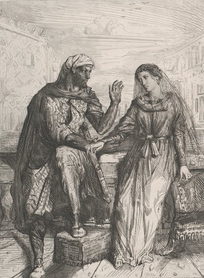 Hän kiitti minua: levy 2 Othello Act 1:stä, kohtaus 3, 1844. tekijältä Théodore Chassériau