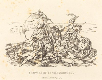 Meduse-aluksen haaksirikko tekijältä Théodore Gericault and Nicolas Toussaint Charlet