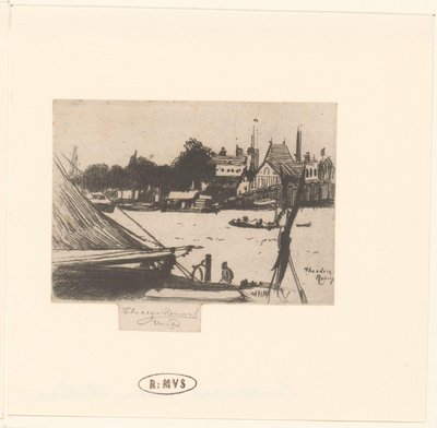 Näkymä joelle veneillä Battersea Chelseasta tekijältä Théodore Roussel (signed by artist)
