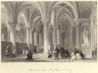 Kappeli Virgin Abbey Church, St Denis (kaiverrus) tekijältä Thomas (after) Allom