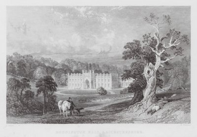 Donnington Hall, Leicestershire (kaiverrus) tekijältä Thomas (after) Allom