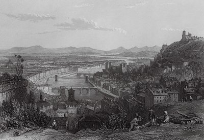 Lyon, La Croix Rousse (kaiverrus) (kaiverrus) tekijältä Thomas (after) Allom