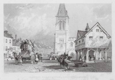 Market Harborough, Leicestershire (kaiverrus) tekijältä Thomas (after) Allom