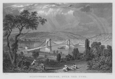 Scotswood Bridge, Tynen yli (kaiverrus) tekijältä Thomas (after) Allom