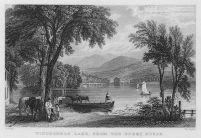 Windermere Lake, Ferry Housesta (kaiverrus) tekijältä Thomas (after) Allom