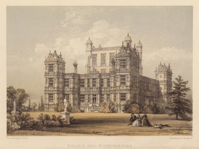 Wollaton Hall, Nottinghamshire (akvatinta) tekijältä Thomas (after) Allom