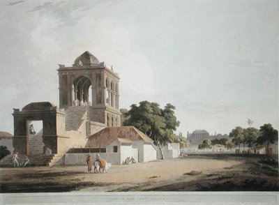 Näkymä Fortissa, Madurassa, levy 40 teoksesta Oriental Scenery: Twenty Four Views in Hindoostan, kaiverrus Thomas ja William (1769-1837) Daniell, julkaistu 1797 (värilitho) tekijältä Thomas (after) Daniell