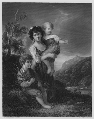 Mökkilapset, kuvasta Vernon-galleriassa (kaiverrus) tekijältä Thomas (after) Gainsborough