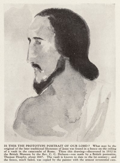 Jeesuksen Kristuksen muotokuva Rooman katakombeista (litho) tekijältä Thomas (after) Heaphy