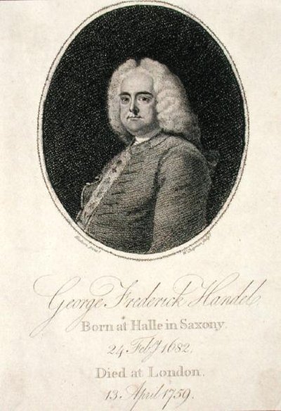 George Frederick Handel (1685-1759), kaiverrus W. Chapman (kaiverrus) tekijältä Thomas (after) Hudson