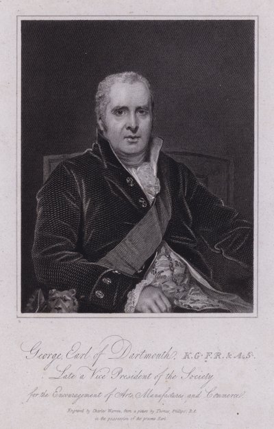 George Legge, 3. Earl of Dartmouth, brittiläinen poliitikko ja kansanedustaja (kaiverrus) tekijältä Thomas (after) Phillips