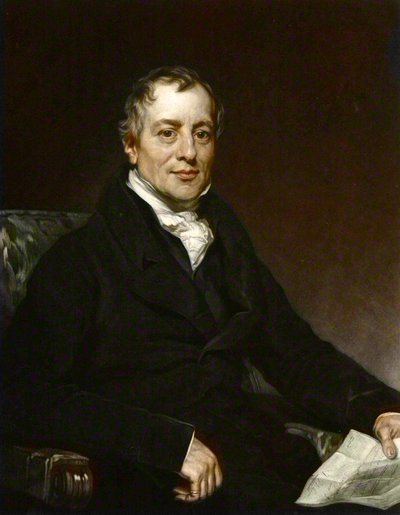 David Ricardon muotokuva - kaiverrus Thomas Phillipsin mukaan - David Ricardo (1772 - 1823), brittiläinen taloustieteilijä tekijältä Thomas (after) Phillips