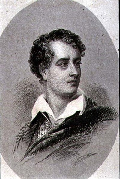 George, Lord Byronin (1788-1824) muotokuva (kaiverrus) tekijältä Thomas (after) Phillips