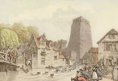 Ankanmetsästys (väri litho) tekijältä Thomas (after) Rowlandson