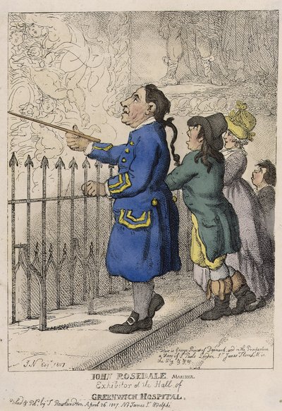John Rosedale, merimies, Greenwichin sairaalan aulan kävijäopas (Englanti). tekijältä Thomas (after) Rowlandson