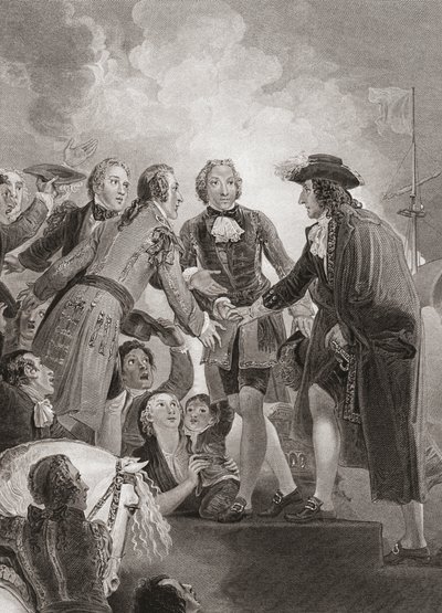 William, Orangen prinssi (myöhemmin kuningas William III) laskeutuu Brixhamiin. (Tulosta) tekijältä Thomas (after) Stothard