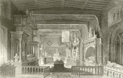 Rutlandin kreivien muistomerkit Bottesfordin kirkossa, Leicestershire (Leicestershire). tekijältä Thomas Allom