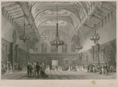 Waterloo-galleria, Buckinghamin palatsi. Julkaistu 1840 tekijältä Thomas Allom