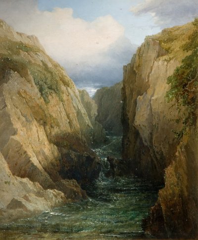 Rokko ja joki Irlannissa, 1860. tekijältä Thomas Baker