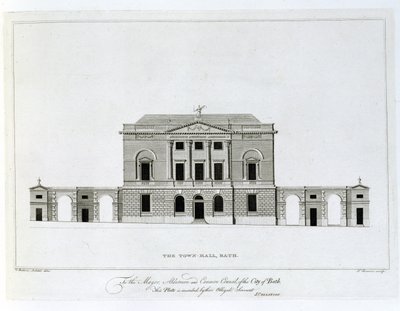 Kaupungintalo, Bath, kaiverrettu T. Bonnorin toimesta. tekijältä Thomas Baldwin