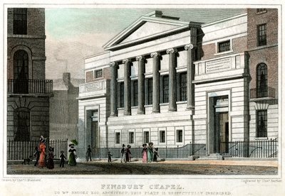Finsbury Chapel, Lontoon kaupunki, 1827. tekijältä Thomas Barber