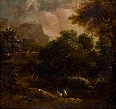 Metsäinen maisema hahmoineen, n. 1789-1847 (öljy paneelille) tekijältä Thomas Barker