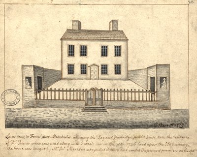 Levers House, Manchester, 1819 (kynä ja muste ja pesu paperille) tekijältä Thomas Barritt