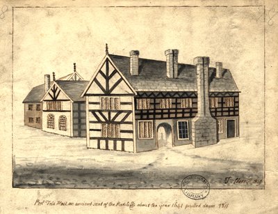 Pool Fold Hall, Manchester, 1819 (kynä ja muste ja pesu paperille) tekijältä Thomas Barritt