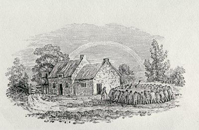 Cockfight Outside an Inn, n. 1801, julkaisusta "Landbirds", julkaistu 1805 (kaiverrus) tekijältä Thomas Bewick