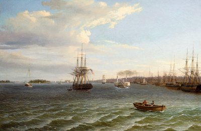 Näkymä Philadelphiaan, Etelään Delaware-joella, tekijältä Thomas Birch