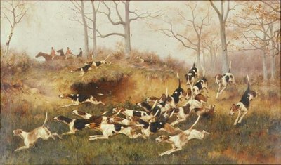 Täydessä huudossa, noin 1880 (öljy kankaalle). tekijältä Thomas Blinks
