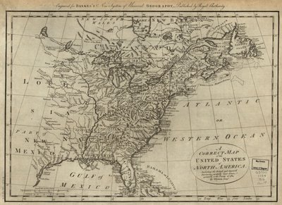 Oikea kartta Pohjois-Amerikan yhdysvalloista; mukaan lukien Britannian ja Espanjan alueet, huolellisesti laadittu vuoden 1784 sopimuksen mukaisesti. LOC 74692103 tekijältä Thomas Bowen
