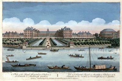 Näkymä Chelsean kuninkaallisesta sairaalasta ja Rotundasta Ranelagh Gardensissa Lontoossa, 1751 tekijältä Thomas Bowles
