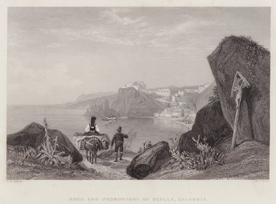Scyllan kallio ja niemeke, Calabria, Italia (kaiverrus) tekijältä Thomas Brabazon Aylmer