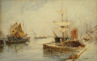 Sisäänkäynti Giudecca Venetsiaan, n. 1870 (kynä ja akvarelli) tekijältä Thomas Bush Hardy