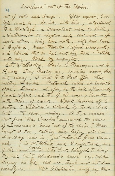 Thomas Butler Gunn Diaries- Osa 15, sivu 104, 25. tammikuuta 1861 tekijältä Thomas Butler Gunn