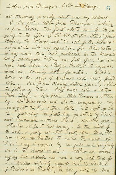 Thomas Butler Gunn Diaries- Osa 15, sivu 44, 6. tammikuuta 1861 tekijältä Thomas Butler Gunn