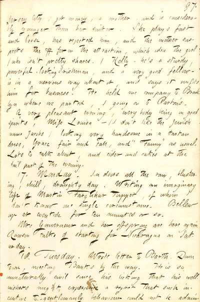 Thomas Butler Gunn Diaries- Osa 8, sivu 104, 16.-18. Marraskuuta 1856 tekijältä Thomas Butler Gunn