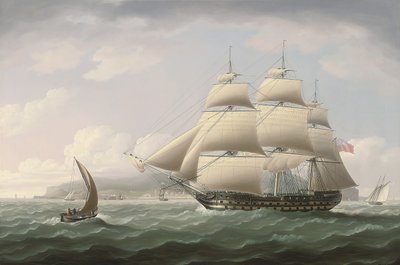 Itä-Intian komppanian laiva Dunira ohittaa Funchalin lahden Madeiran saarella - Thomas Buttersworth tekijältä Thomas Buttersworth