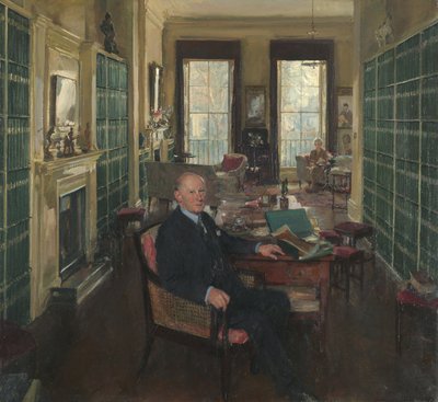 Sir Robert Witt kirjastossaan osoitteessa 32 Portman Square tekijältä Thomas Cantrell Dugdale