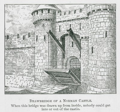 Normannilaisen linnan nostosilta (litografia) tekijältä Thomas Charles Barfield