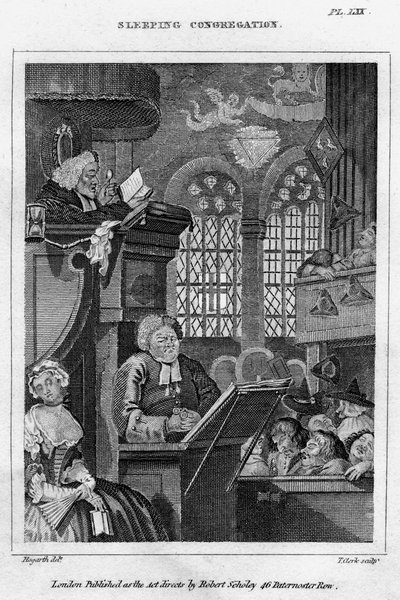 Nukkuva seurakunta, 1700-luku. tekijältä Thomas Clerk