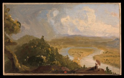 Luonnos teokseen Näkymä Mount Holyokelta, Northamptonista, Massachusettsista, ukkosmyrskyn jälkeen (The Oxbow) tekijältä Thomas Cole