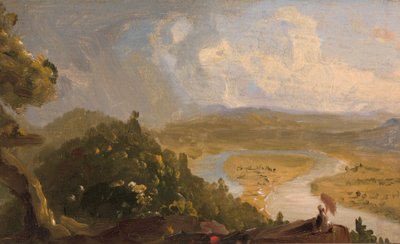 Luonnos näkymästä Mount Holyokesta, Northamptonista, Massachusettsista, ukkosmyrskyn jälkeen (The Oxbow) tekijältä Thomas Cole