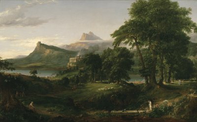 Imperiumin kurssi: Arkadilainen tai pastoraalinen valtio, n. 1836 (öljy kankaalle) tekijältä Thomas Cole