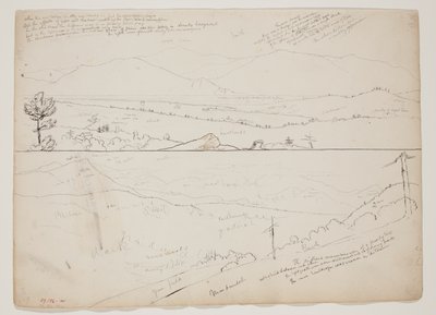 Näkymä kohti Ossipee-vuoristoa; näkymä kaukaisille vuorille tekijältä Thomas Cole