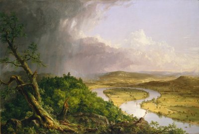 Näkymä Mount Holyokelta, Northamptonista, Massachusettsista, ukkosmyrskyn jälkeen – Oxbow tekijältä Thomas Cole