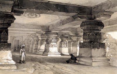 Lankan sisustus, Ellora, Intia, 1845 tekijältä Thomas Colman Dibdin