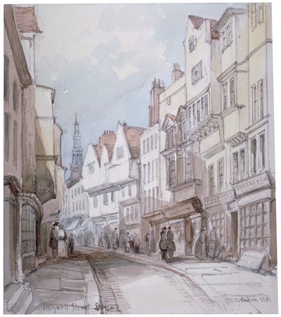 Näkymä Holywell Streetille, Westminster, Lontoo, 1851. tekijältä Thomas Colman Dibdin